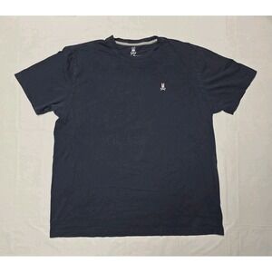 Psycho Bunny Men's Navy Blue 100% Pima Cotton Crew Neck Logo T-shirt Size 8